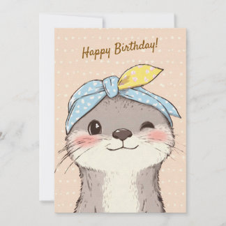 Convite Cute Otter with Bandana Kids Birthday Invitation