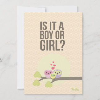 Convite Cute Owl Family Baby Gender (Sexo Do Bebê Da Famíl