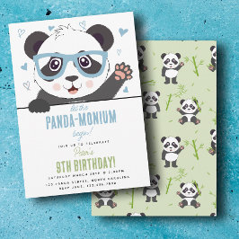 Convite Cute Panda Bear Kawaii Boy Birthday Party