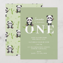Convite Cute Panda Bear Kawaii Kids First One Birthday