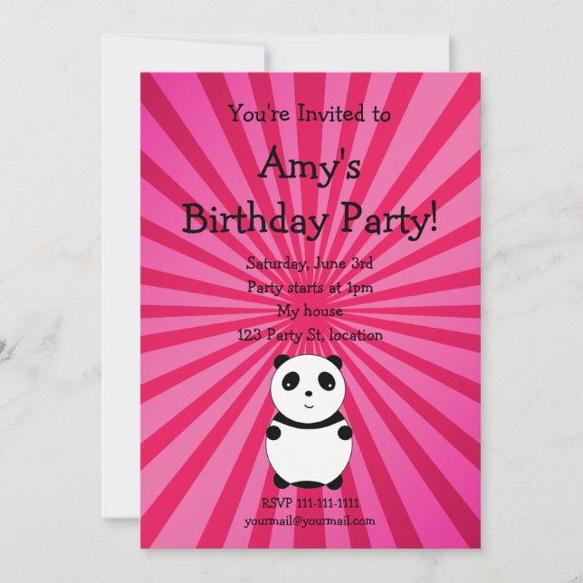 Convite Cute panda birthday invitation (Frente)