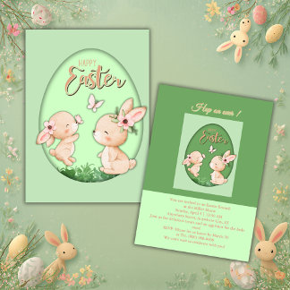 Convite cute pastel faux cutout bunny brunch