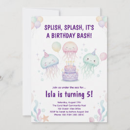 Convite Cute Pastel Jellyfish Birthday Party Invitation