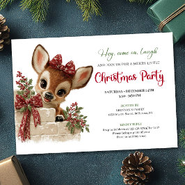 Convite Cute peeking reindeer Xmas invite editable file