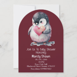 Convite Cute Penguin themed Baby Shower Invitation