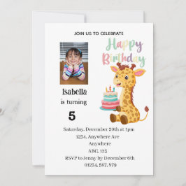 Convite Cute Personalised Giraffe Birthday Party