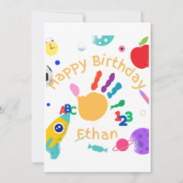 Convite Cute Personalizado ABC Mão Pintada 123 HB Criança