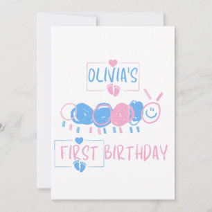 Convite Cute Personalizado Desenho de Minhoca para Anivers