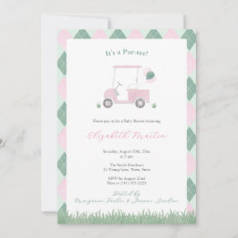 Convite Cute Pink And Green Golf Theme Baby Girl Shower