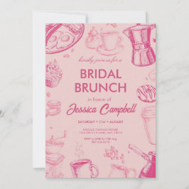 Convite Cute Pink Bridal Brunch With Bride Bridal Shower