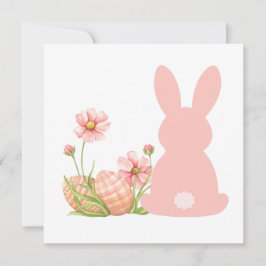 Convite Cute Pink Easter Bunny with Spring Flowers