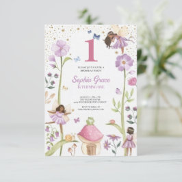 Convite Cute Pink fairy Coquette primer cumpleaños