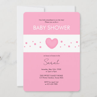 Convite Cute Pink Heart Baby Shower Invitation