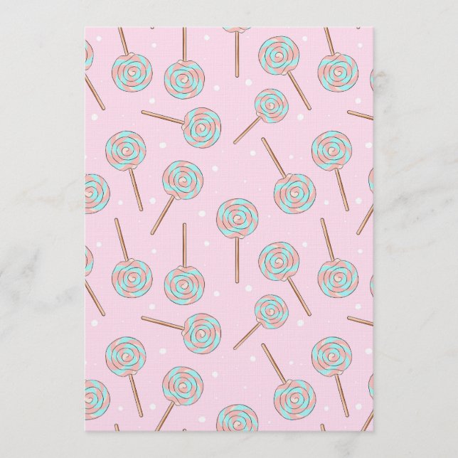 Convite Cute Pink Pastel Lollipop Seamless Pattern (Frente)