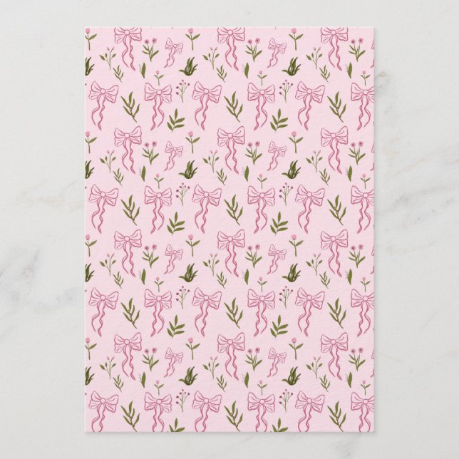 Convite Cute Pink Ribbon Floral Seamless Pattern (Frente)