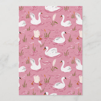 Convite Cute Pink Swan Seamless Pattern