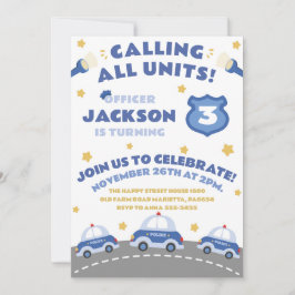 Convite Cute Police Invitation for Birthday Officer Patrol