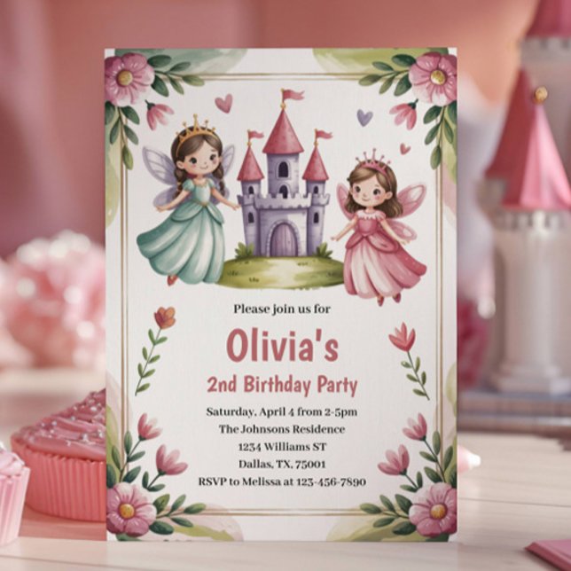 Convite Cute Princess Fairy 2nd Birthday Party (Criador carregado)