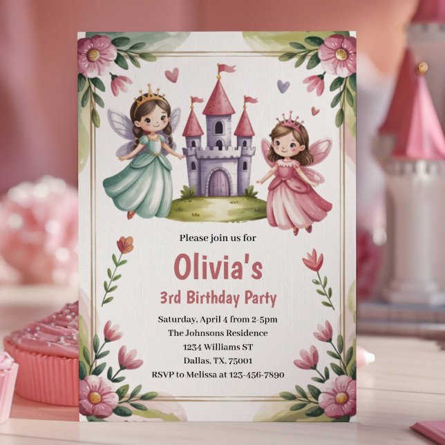 Convite Cute Princess Fairy 3rd Birthday Party (Criador carregado)