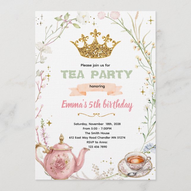 Convite Cute princess tea party invitation (Frente)