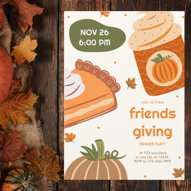 Convite Cute Pumpkin Pie and Cupcake Friendsgiving (Criador carregado)