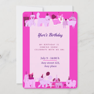 Convite Cute Puppy Birthday Invitation for Girls