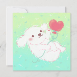 Convite Cute Puppy with Heart Balloon