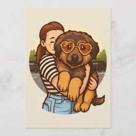 Convite Cute Puppy with Heart Sunglasses 