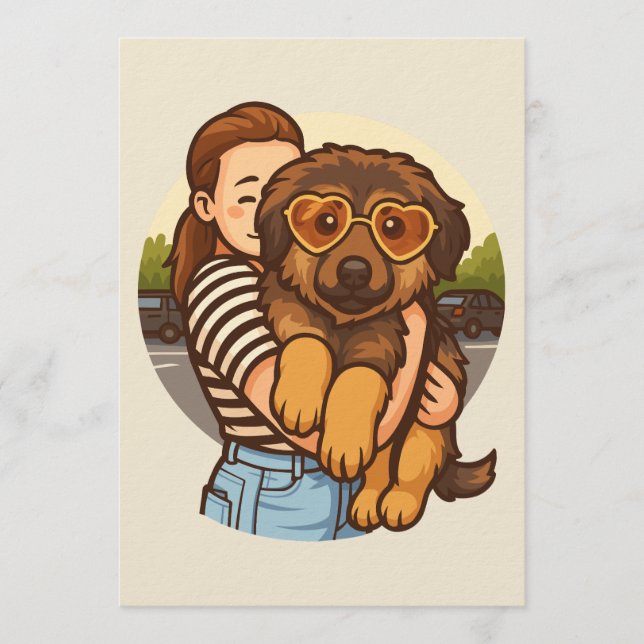 Convite Cute Puppy with Heart Sunglasses  (Frente)