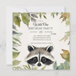 Convite Cute Raccoon Wild One Party