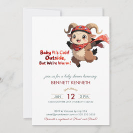 Convite Cute Ram Winter Baby Shower Invitation