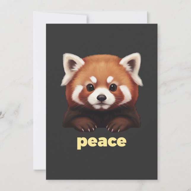Convite Cute Red Panda "Peace" Illustration for Kids & Nur (Frente)