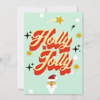 Convite Cute Retro 50s Typography Holly Jolly Christmas Ca