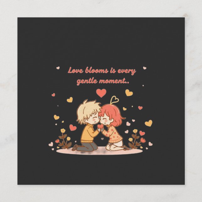 Convite Cute Romantic Anime Couple - Love Moment (Frente)