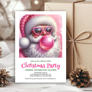 Convite Cute rosa Papai Noel chiclete aquarela Natal