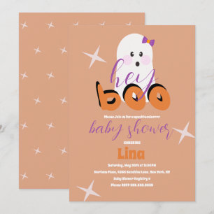 Convite Cute Roteiro Retro para Chá de Bebê de Halloween F