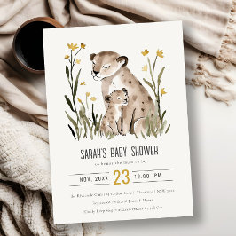 Convite Cute Rustic Mum and Baby Tiger Foliage Baby Shower