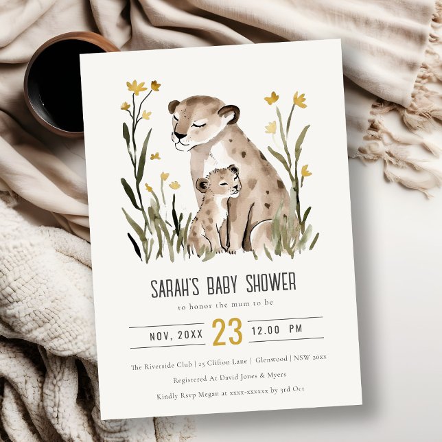 Convite Cute Rustic Mum and Baby Tiger Foliage Baby Shower (Criador carregado)
