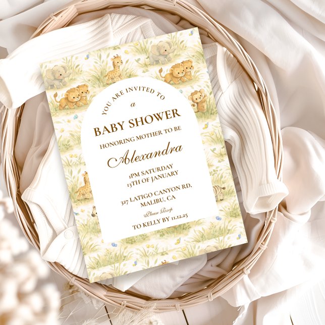 Convite Cute Safari Baby Animals Storybook Jungle (Criador carregado)