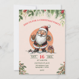 Convite Cute Santa Christmas Party Invitation 