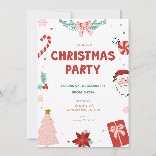 Convite Cute Santa Holiday Kid Christmas Party Invitations (Frente)