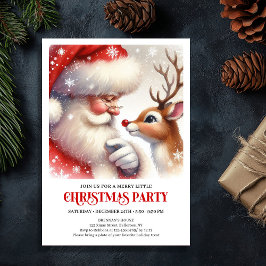 Convite Cute Santa Rudolph Family Holiday Party Invite