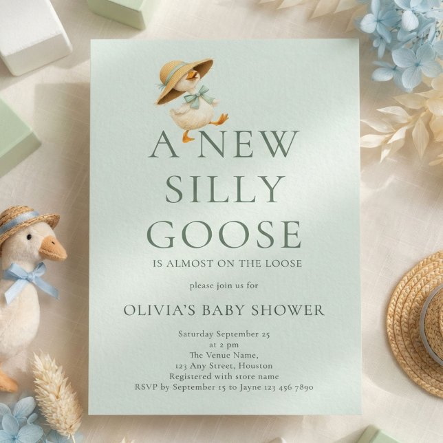 Convite Cute Silly Goose Gender Neutral Baby Shower (Criador carregado)
