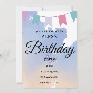 Convite Cute Simple Birthday Party Invitation