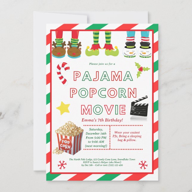 Convite Cute Sleepover Birthday Party Invitation for Kids  (Frente)