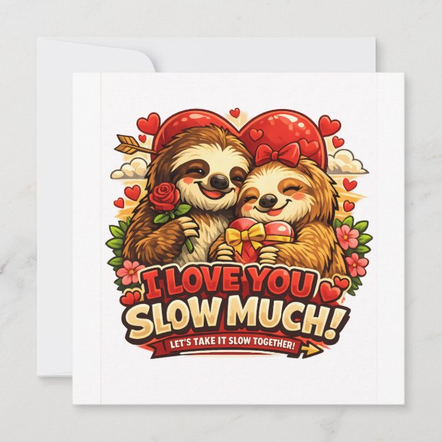 Convite Cute Sloth Design de Amor no Dia dos Namorados, Eu (Frente)