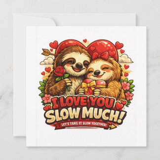 Convite Cute Sloth Valentine’s Day Love Design, I Love You