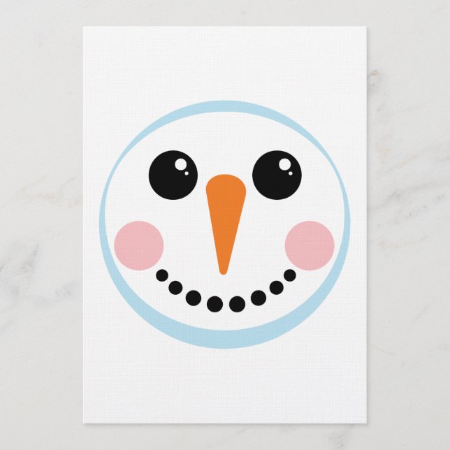 Convite Cute Snowman Face Winter Holiday Design (Frente)