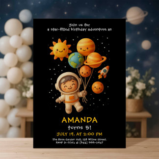 Convite Cute Space Astronaut Birthday Card
