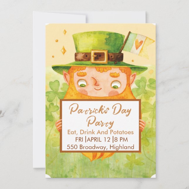 Convite Cute St. Patrick’s Day Party Invitation (Frente)